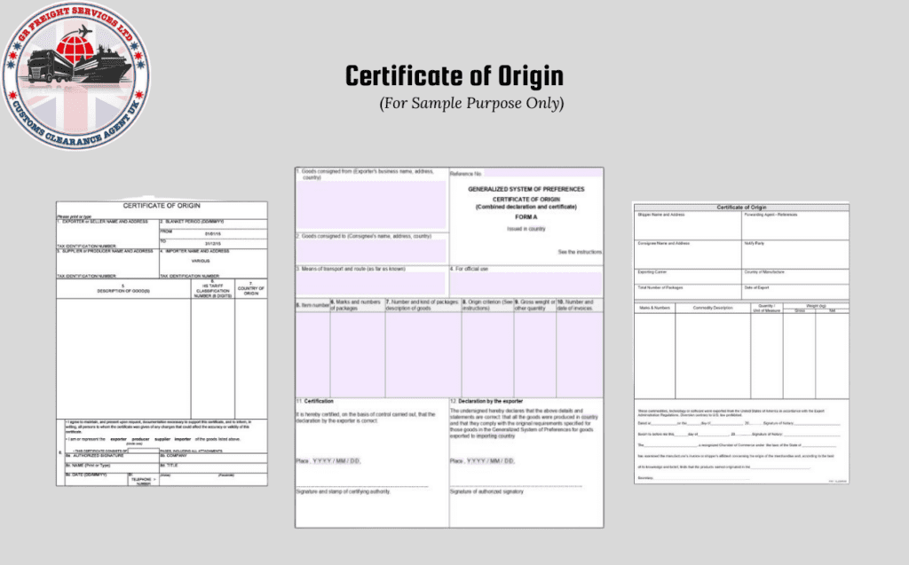 Certificate of Origin UK